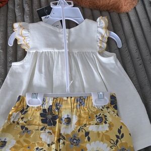 Floral Yellow and White Baby Outfit